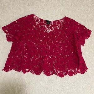 Torrid magenta pink short sleeve crochet crop top